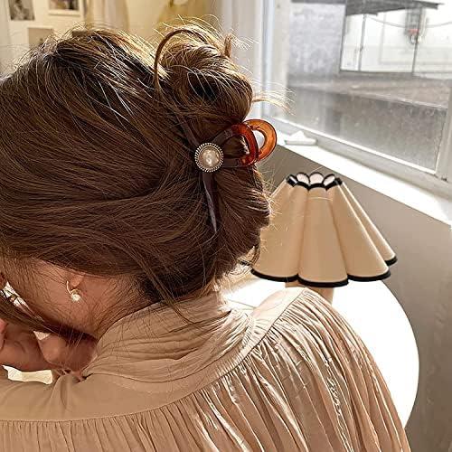happykau ヘアクリップ大きめしっかりとまる 髪留め バンスクリップ ヘアくりっぷ ヘアアクセサリー大人 韓国 可愛い おしゃれ人気 パールのヘアクリップ...