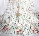 花柄刺繍レース生地 幅130CM 長さ180CM ハギレチュール ヴィンテージ レース メッシュレース かわいい花柄 DIY手作り 手芸 衣装アクセサリー 結婚...