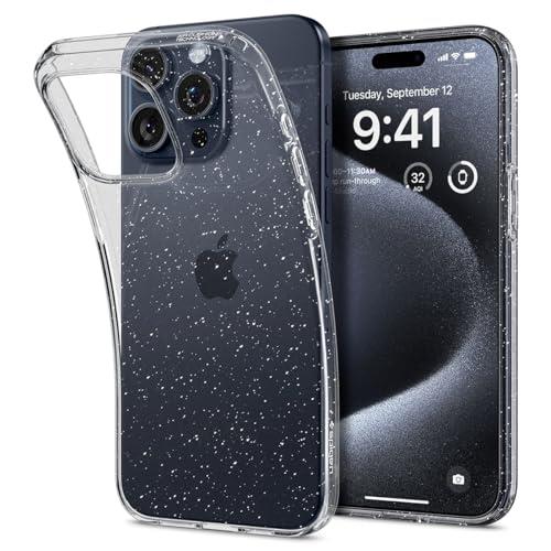 Spigen iPhone 15 Pro ケース クリア キラキラ ラメ入り 薄型 耐衝撃 軽量 米軍MIL規格取得 黄変抑制 レンズ保護 指紋防止 擦り傷防止 ワイヤレス充電対応 リキッド・クリスタル ACS06701 (クリスタル・クオーツ)