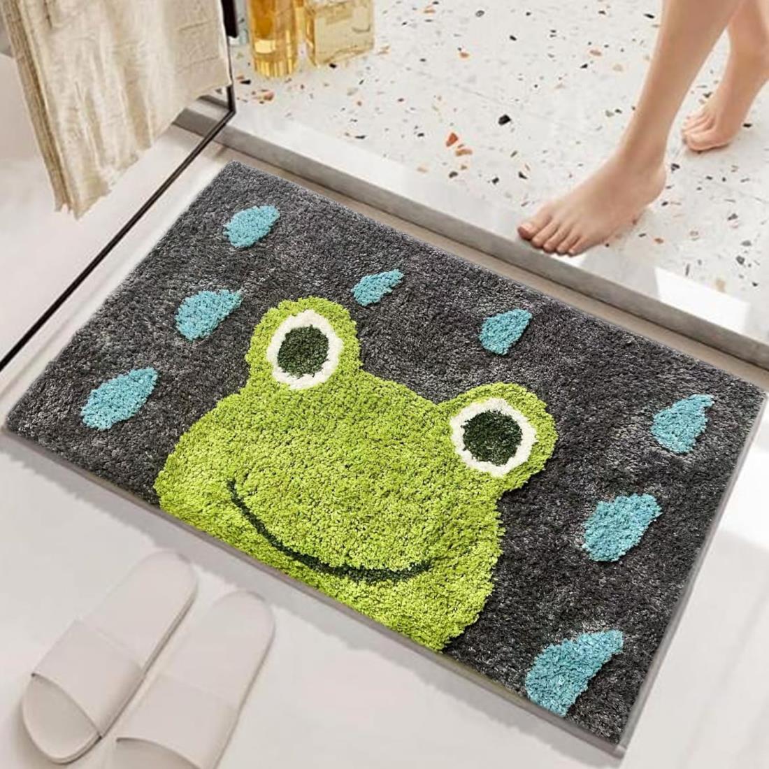 玄関マット お風呂マット かわいい 蛙 おしゃれ 吸水 バスマット 速乾 洗える 室内 柔らか ふわふわ 45..