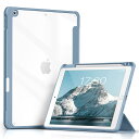Aoub iPad 9世代 ケース 10.2 インチ iPad ケース 第9/8 /7世代 2021 2020 2019 透明バックカバー ペン収納 三つ折スタンド オートスリープ機能 軽量 薄型 傷つけ防止 PU合成レザー TPU (モデル番号A2602、A2603、A2604、A2605) スカイブルー