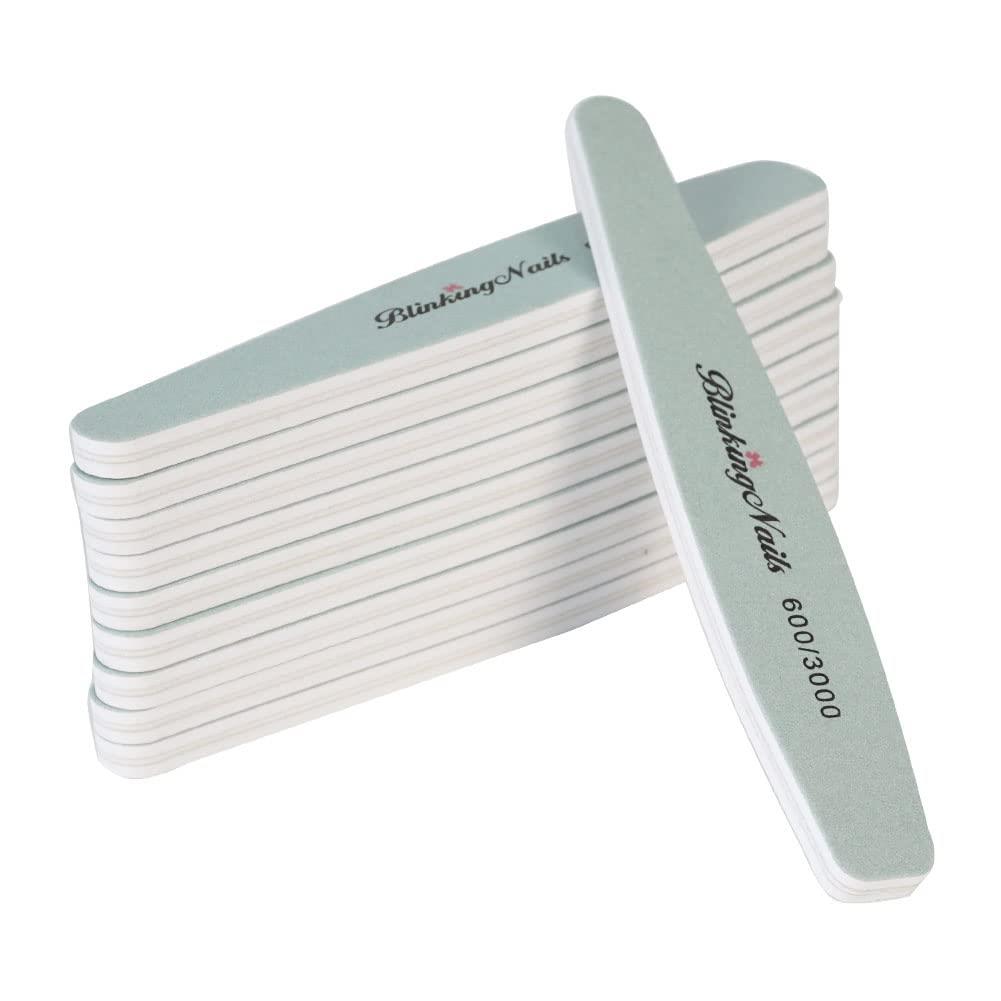 BlinkingNails 600/3000グリットのスポンジ爪ヤスリ,ネイルケア,爪天然な光沢に磨くネイルポリッシュファイル,10本セット