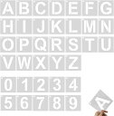 YFFSFDC ステンシルシート 角文字レター アルファベット数字製図看板の作成 描画テンプレート7.5*7.5cm大文字A-Zと0-9 DIY絵画塗装道具繰り...
