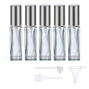 香水 アトマイザー 10ml 5個入り ミニ香水ボトル ガラス製 スプレーボトル 詰め替えボトル 喷瓶 香水噴霧器 (シルバー)