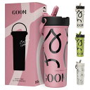 GOOM 水筒 マグボトル タンブラー 蓋付き 保温ボトル 600ml 316ステンレス ストローボトル 保温 保冷 真空断熱 漏れ防止 多重構造 蓋付き ストラップ付き 茶こし付き 手書き風 オシャレ アウトドア スポーツ(ピンク)