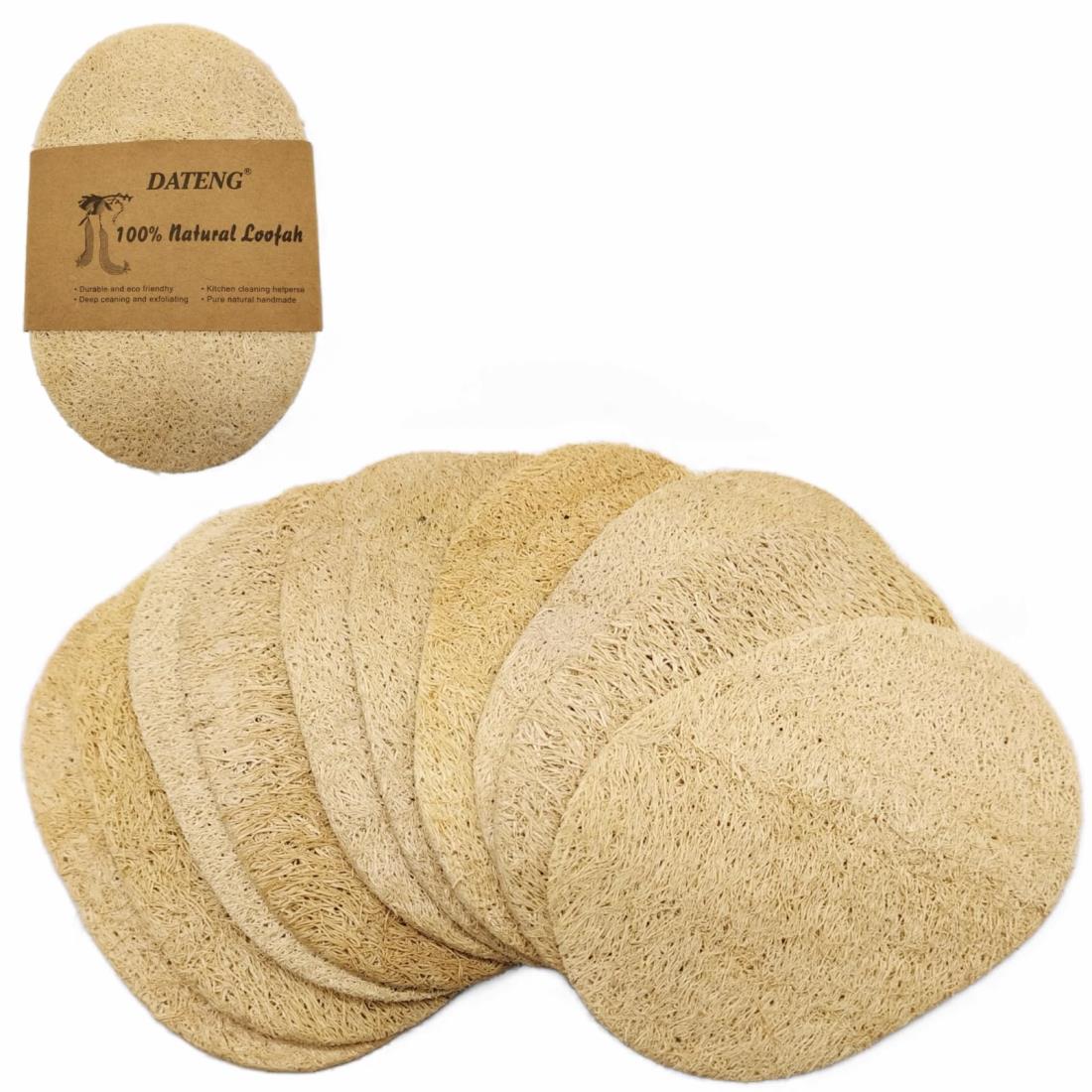DATENG 硬め天然ヘチマたわし 10枚セット｜スポンジと違う強力洗浄で焦げ・こびり付きに最適｜食器・鍋用・無漂白エコ