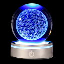 3D 高級花の命のクリスタルボール LED カラフルライティング タッチベース、チャクラ浄化ヒーリンググリッド フラワーグローブ スピリチュアルデコレーション用...