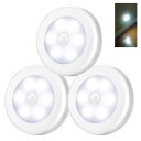 人感センサーライト 室内 屋内 LED フットライト ナイトライト 電池式 コードレス 玄関 明るい 夜間 玄関 トイレ 廊下 足元灯 (白本体白色光)