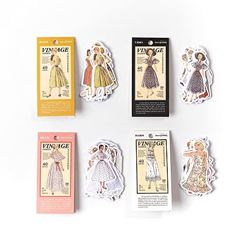 Alideco 160枚 ブランド フレークステッカー シール コラージュ 素材 かわいい おしゃれ レトロ 女の子 レディ海外 韓国 シール 帳 ,メモ用紙ノ...