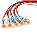 Kiligen 5個 8mm AC/DC 12-24V LED 防水インジケータライト パイロットライトシグナル インジケータ(イエロー)
