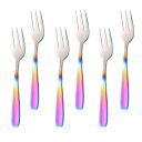 Buyit フォーク デザートフォーク ケーキフォーク 6本 18-0ステンレス製 鏡面仕上げ 食洗器対応 全長13.6cm シルバー/カラフル …