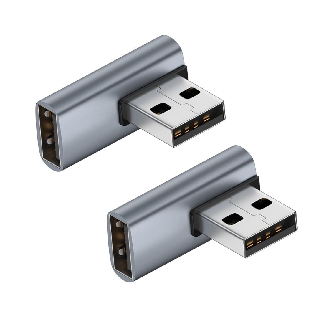 USB 3.1 コネクタ L字 FEILEX 変換 アダプタ (右2個セット) 延長 コネクタ 10Gbps 超高速 Type A タイプA オス-タイプA メス