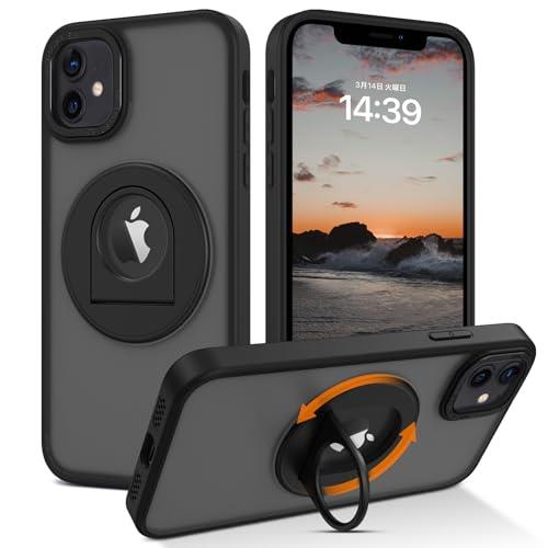 VENINGO iPhone12 ケース いPhone12 Pro ケース MagSafe対応 マグネット搭載 隠しスタンド リング付き 携帯ケース ワイアレス充電対応 米軍規格 耐衝撃 黄変防止 ストラップホール付き イフォン12 Pro スタンド機能 縦横両対応 あいほん12/12 Pro ケース 半透明 マット感 iPh