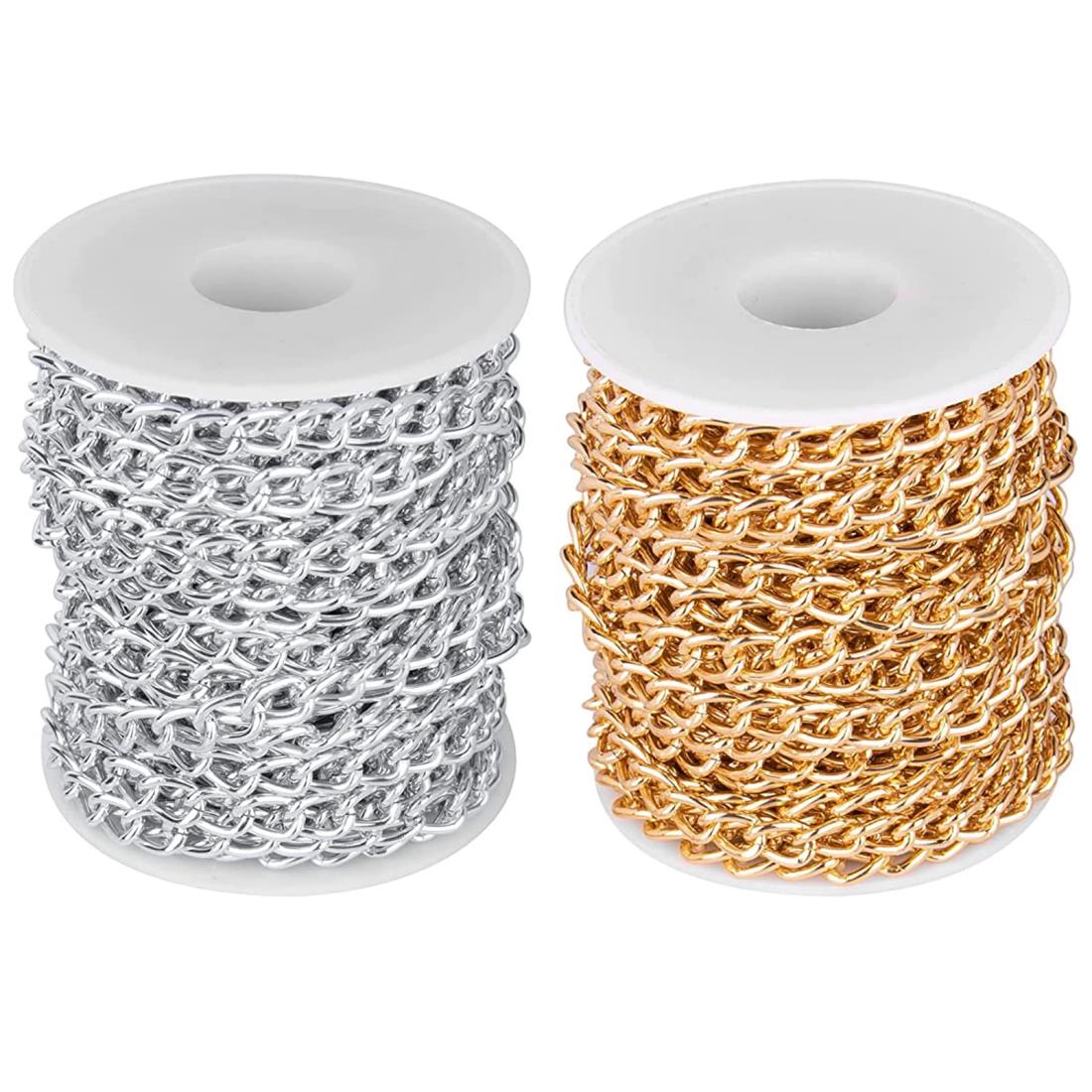 サムコス アクセサリー用チェーン 長さ約5m 6.5mm幅 ジュエリーチェーン キヘイチェーン ハンドメイドパーツ ネックレス リンクチェーン ネックレス ブレスレット ジュエリー用 DIY ハンドメイド オーナメント 手芸 手作り素材 装飾 クラフト用品 ハンドメイド アクセサリー