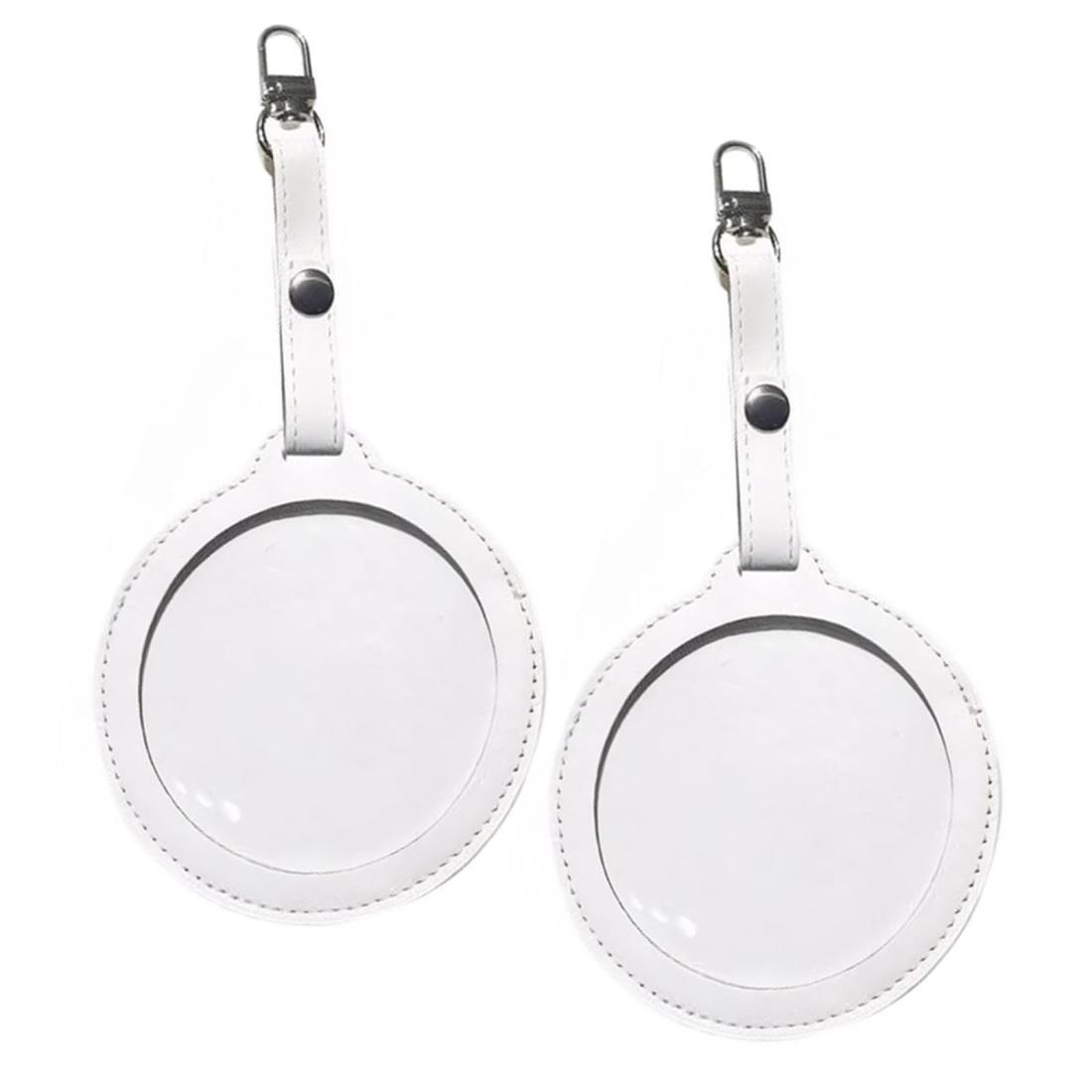 サムコス 缶バッジカバー PUレザー 缶バッジ キーホルダー式 2枚セット 透明 保護カバー コレクション ..