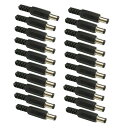 KKHMF 20個 黒いプラスチックのカバー2.1x5.5mm オスDC電源プラグジャックコネクタ