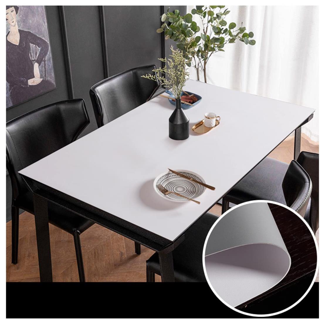 EGROON PUレザー製 テーブルクロス テーブルマット デスクマット テーブルカバー 長方形 多機能 撥水加工 耐久 汚れ防止 両面 サイズ選択可能 ホワイト+グレー 80*120CM