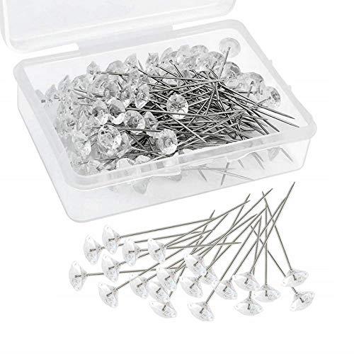 YOUOWO 画鋲 透明ホワイト 6*38mm 100個入り画鋲 押しピン プッシュピン 虫ピン シルクピン