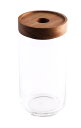スワンソン商事 Chabatree ガラス 保存容器 キャニスター 750ml 直径9×高さ15cm アカシア木蓋 パッキン付き ガラスジャー ST-008
