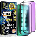 iPhone 15ProMax ブルーライトカット ガラスフィルム iPhone15 ProMax ガラスフィルム 目の疲れ軽減 全面保護フィルム【ガイド枠付き...