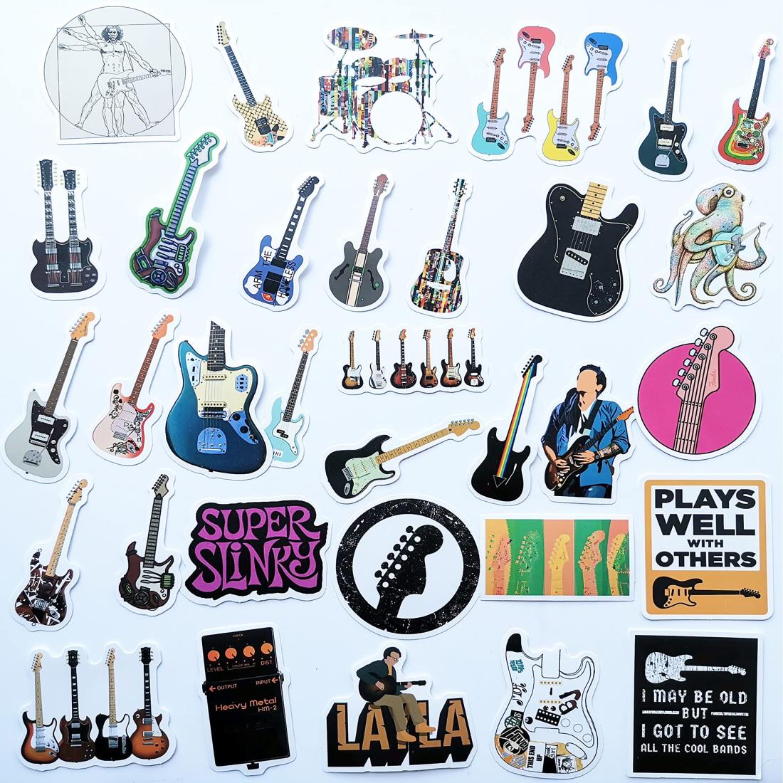 ギターステッカー ギターシール ミュージック楽器ケース デコレーション ウクレレのボディデカール 50枚セット