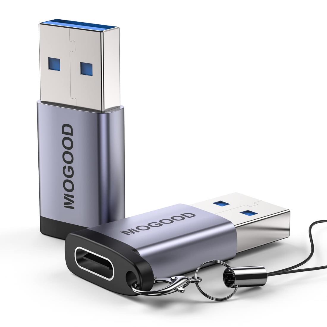 MOGOOD USB CメスからUSB 3.0 オス変換アダプター 2パック、USB Type-C 変換アダプタ iPhone 14 Plus Pro iWatch CarPlayの QC3.0 急速充電と高速データ転送同期