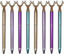 Maydahui おしゃれ クリスマス 鹿 ボールペン 12本セット 0.5mm 黒インク 油性 かわいい キラキラ クリスタル 文房具 ギフト 可愛い 子供 ...