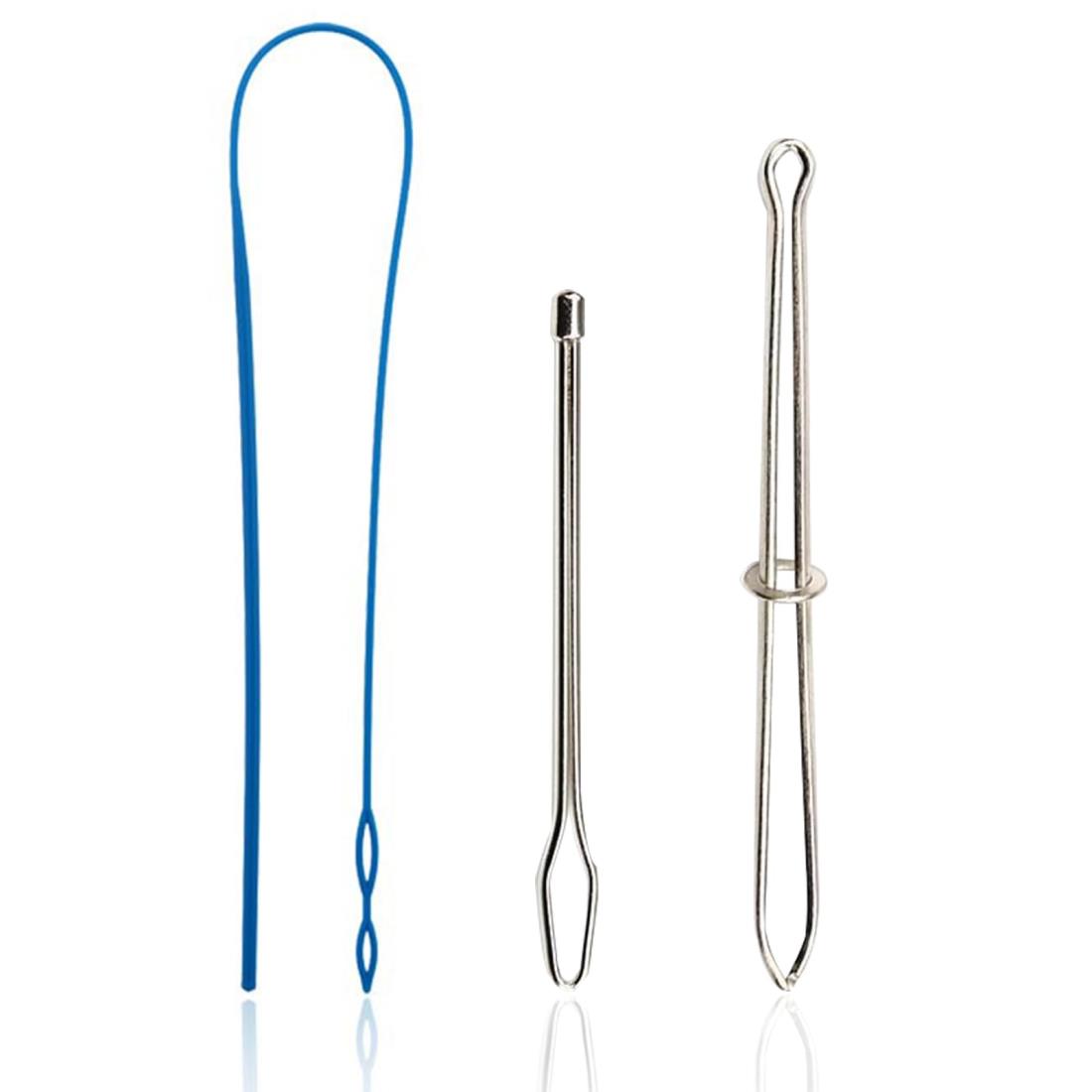 紐通し ゴム紐通し ひも通し 3本セット 糸通し器 はさみ式ひも通し&玉付ひも通し プラスチック＆ステン..