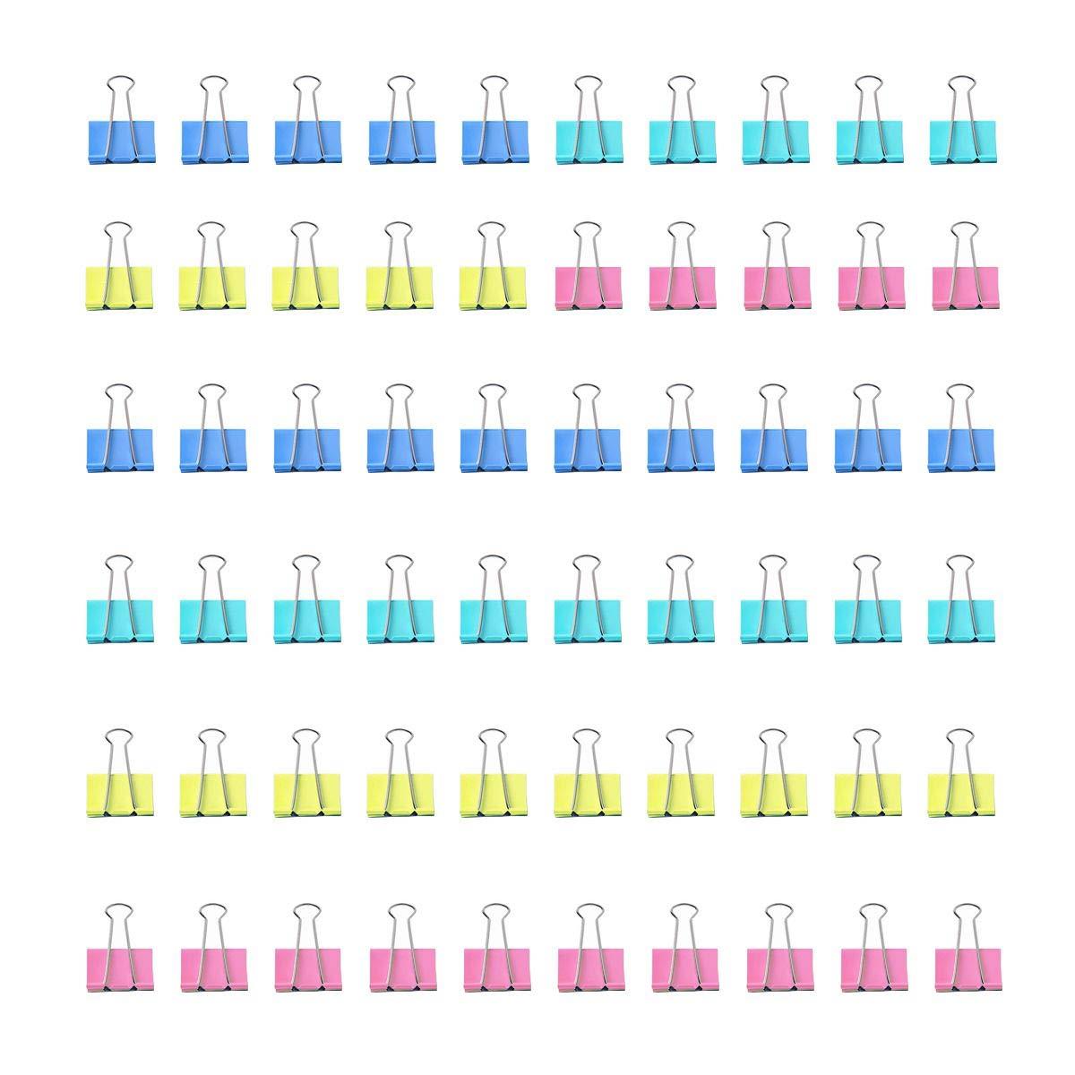 LOVEQ ダブルクリップ 15mm*60個 アソートカラーダブルクリップ ペーパークリップ オフィスや家庭用のクリップ