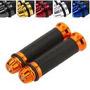 Karun バイク グリップ バーエンド 付属 ハンドル カスタム アルミ φ 22.2 mm オートバイ用 (ディープオレンジ)