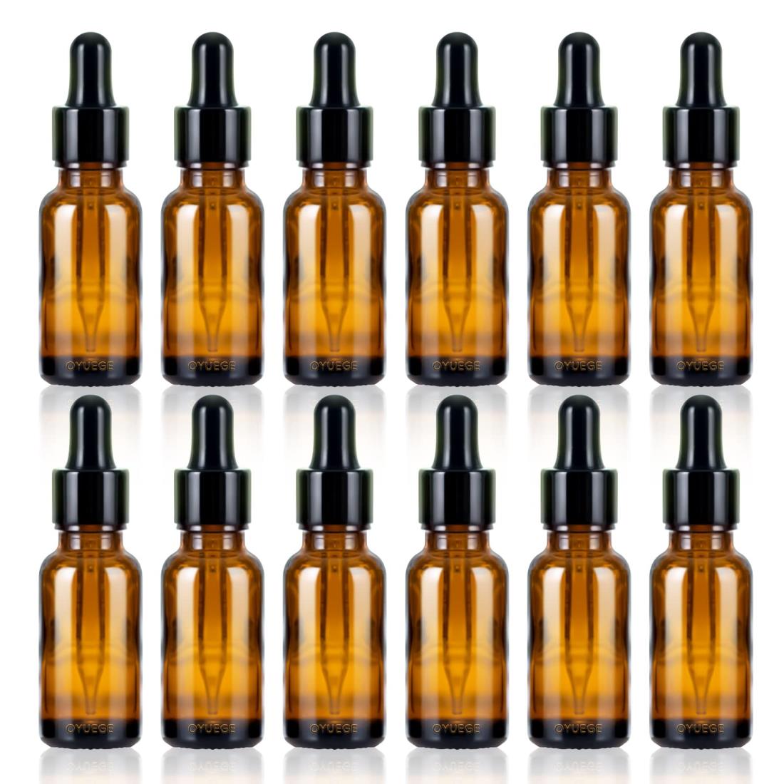 luckinsell 小分けボトル アロマ遮光瓶 30ml 目盛り付き 精油瓶 スポイト付き アルコール対応 遮光瓶 詰め替え 保存用 ガラス製 エッセンシャルオイル 12個入 茶色