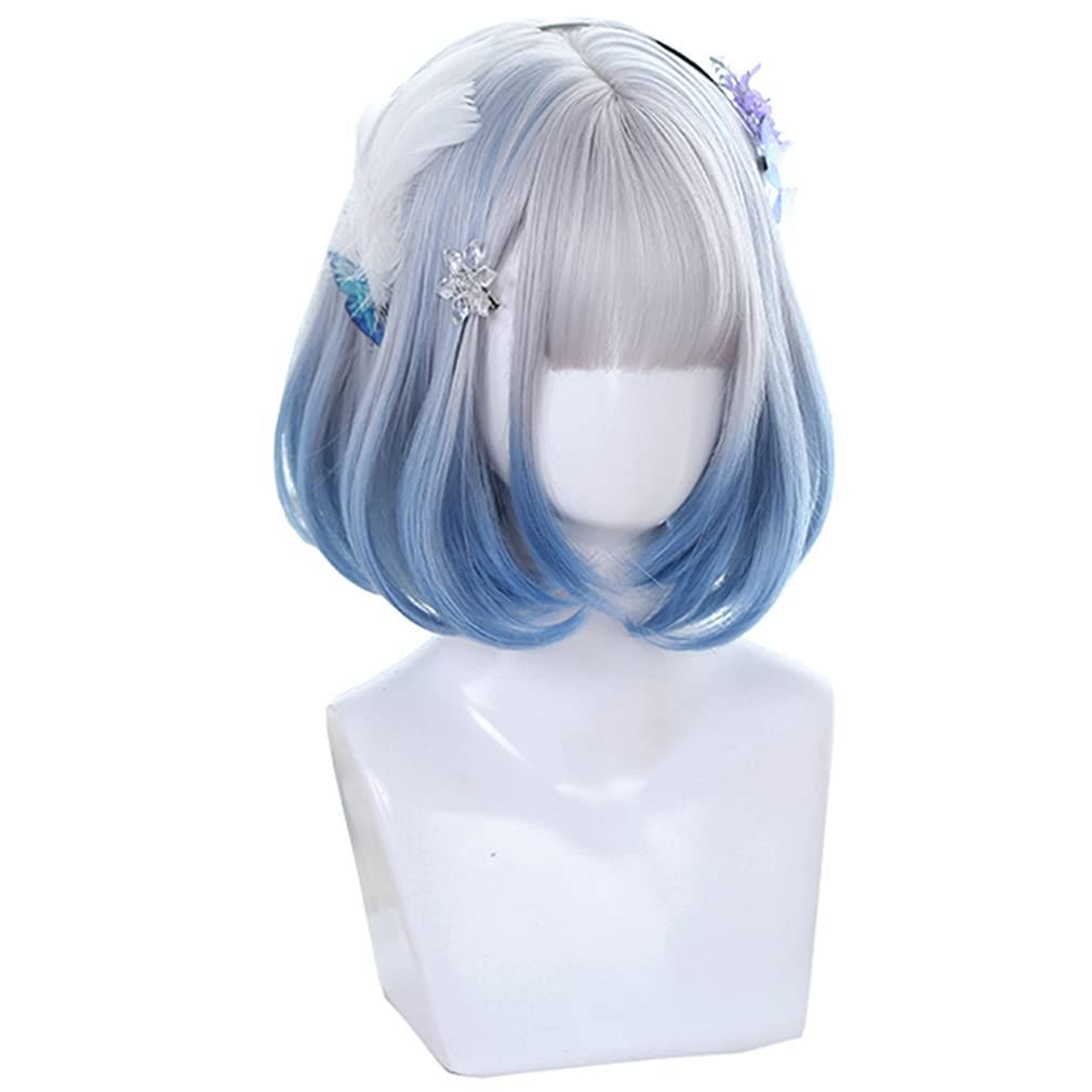 ウィッグ ロリータ 原宿風 GAL系 ゴスロリ コスプレ カツラ 耐熱 ボブ (黒 青 ピンク) メッシュ ゴシック ロング 森ガール ゆめかわいい お姫 小顔...