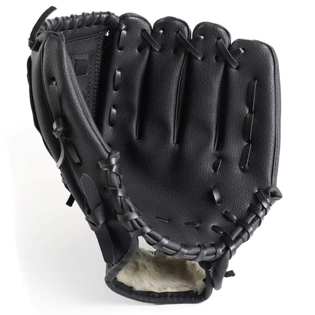 YOASONEK 野球グローブ 親子用 軟式 野球用 クラブ グローブ キャッチボール 練習用 すぐに遊べるボール付き 初心者向け 大人用 子ども用 低学年用 右投げ用(左手着用) (子供用・10.5インチ, ブラック)