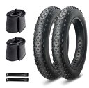 MOHEGIA 2本セット ファットタイヤ: 26x4.0インチ 組み合わせセット - 折り畳み式交換用 MTB自転車タイヤ、チューブ、タイヤレバー - 雪道/...