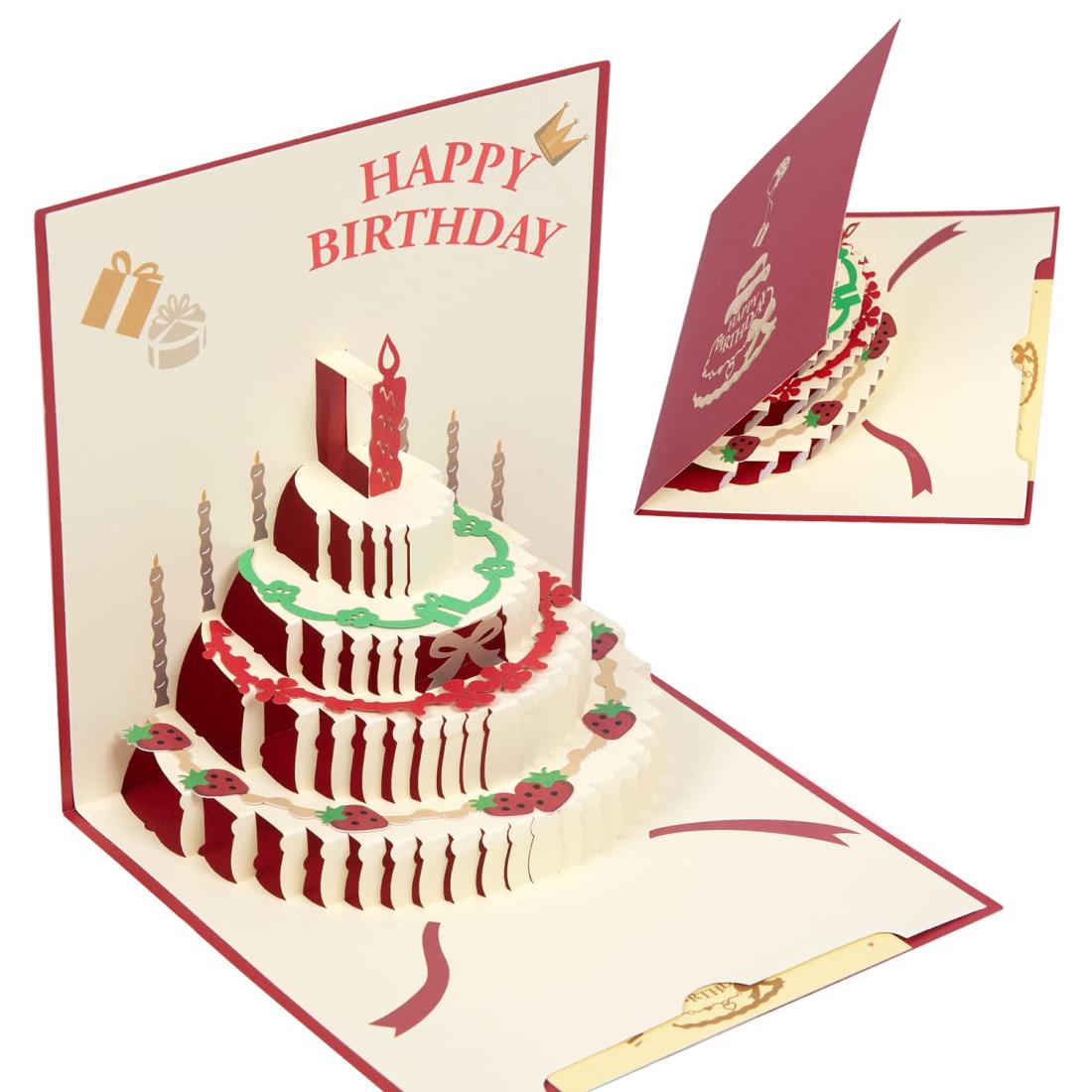 バースデーカード 誕生日カード 立体 大人 ポップアップバースデーカード おしゃれ 3D birthday card グリーティングカード 飛び出す 封筒付き ...
