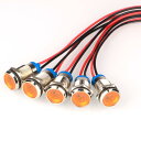Kiligen 5個 110V-220VAC 10mm LED 防水インジケータライト パイロットライトシグナル インジケータ(イエロー)
