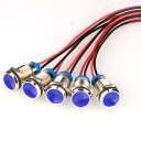 Kiligen 5個 110V-220VAC 10mm LED 防水インジケータライト パイロットライトシグナル インジケータ(ブルー)