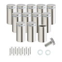 RuoFeng ステンレススチールウォールマウントガラススタンドオフホルダーネジネイル広告釘12個 16x60mm
