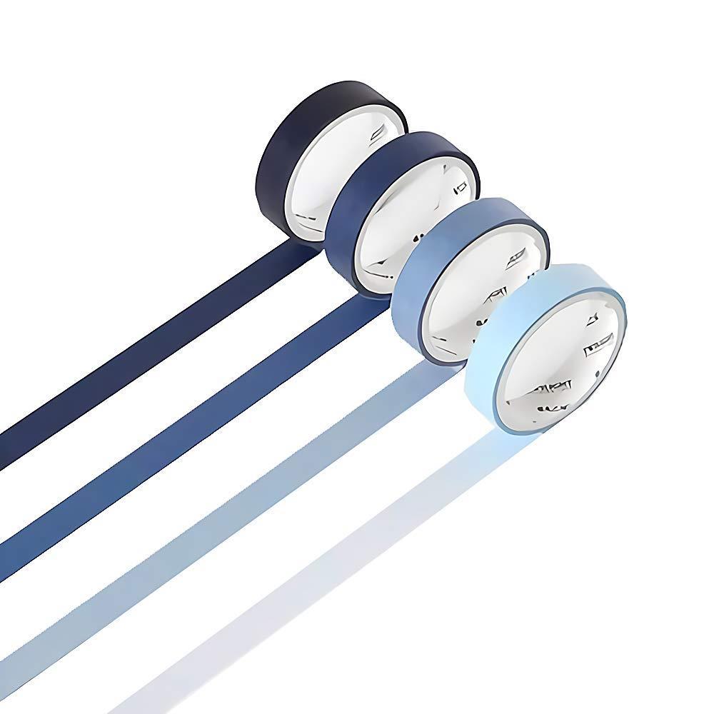 Yubbaex マスキングテープ モランディ 9mm幅 x 4巻 薄いです プレゼント包装、DIY工芸品、ノートの装飾に使える (6-紺)