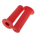 HANSWD 22mm バイク ゴム製 ハンドル グリップ 左右 2本 セット 耐腐食 耐低温 (レッド)