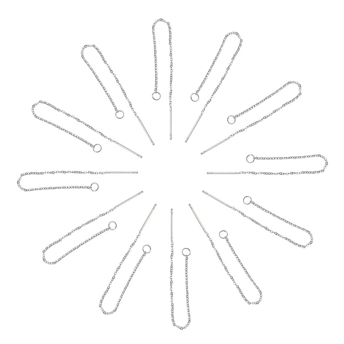 UNICRAFTALE 約40本 20ペア 90-94mm ロングダングルドロップピアス チェーンピアス 304ステンレス スレッドイヤリング スレッダーバー ...