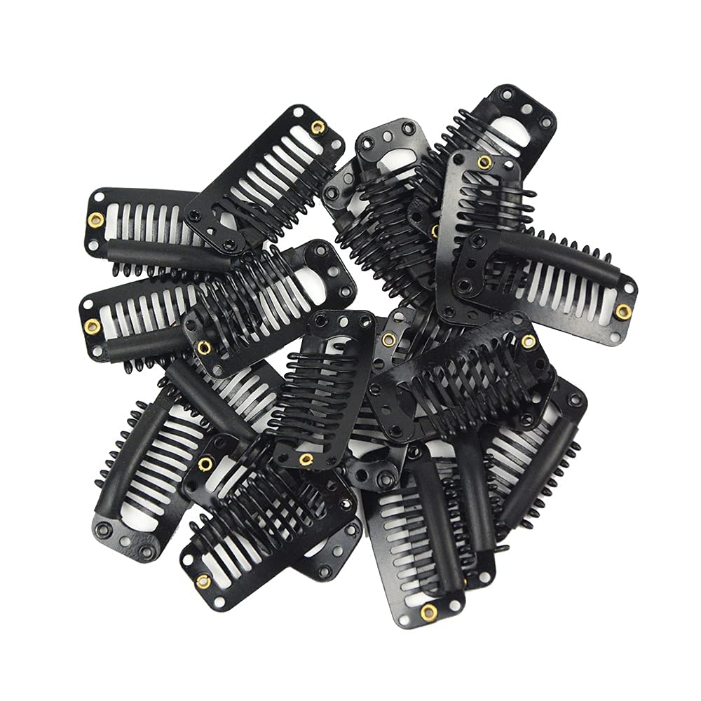 20ピースウイッグ固定ピン 9爪 32mm かつら用ヘアクリップ 留めクリップ ヘアエクステンションツール ..