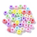 Beadthoven 約200個 混合色 コラム プラスチックビーズ 大穴 ロンデル玉 カラフル ポニービーズ ヨーロピアンビーズ 円筒形 パステルカラー アク...