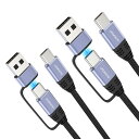 aceyoon USB C 充電ケーブル Type C lightning 変換 マルチ ケーブル 2in1 急速充電 ケーブル 【1M 2本セット】 100W 5A Type A+C to Type C ケーブル 一本多役 多機能充電コード PD QC3.0 ナイロン編み USB A/C for iphone 15 14 for Galaxy など多機種対応 USB C Cable 2-i(2)