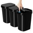 TZAVE ゴミ箱 ふた付き 3個組(9.5L) ゴミ箱 スリム おしゃれ 蓋付きごみ入れ 塵箱 幅18×奥行23×高さ31cm ブラック