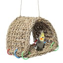 WoLraYuan バードテント 鳥の巣 インコ ベッド 小鳥の三角ベッド,鳥たちの寝床 籐でできています 両面オープンなので夏は通気性が良く、熱中症を防ぎます適切な 文鳥 鸚鵡 ,棲息して隠れて遊ぶことができる (半円)
