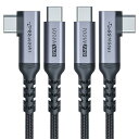 2 m USB CからUSB Cケーブル100 W 2パック、USB 3.1急速充電ケーブル90度20 V/5 A C型PDケーブル、iPhone 15/15 ...