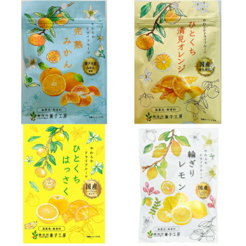 南信州菓子工房　柑橘系4袋セット　・ひとくち清見オレンジ 24g×1袋　・完熟みかん 20g×1袋　・ひとくちはっさく 24g×1袋　・輪切りレモン 24g×1袋【送料無料】国産ドライフルーツ　ゆうメールでお届け