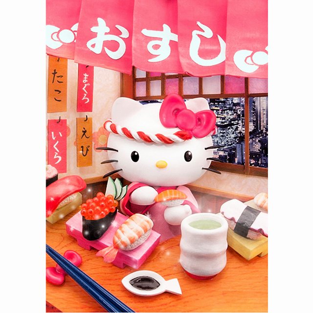 ●ダイゴー S4502 3Dポストカード ハローキティ ハローキティのお寿司屋さん F053