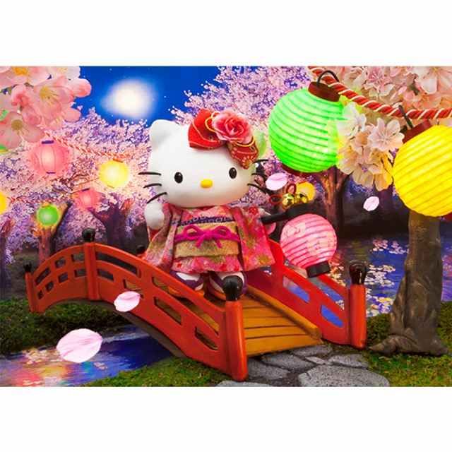 ●ダイゴー S4505 3Dポストカード ハローキティ ハローキティと夜桜散歩 F056